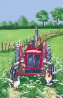 Tractor Linen Tea Towel Set